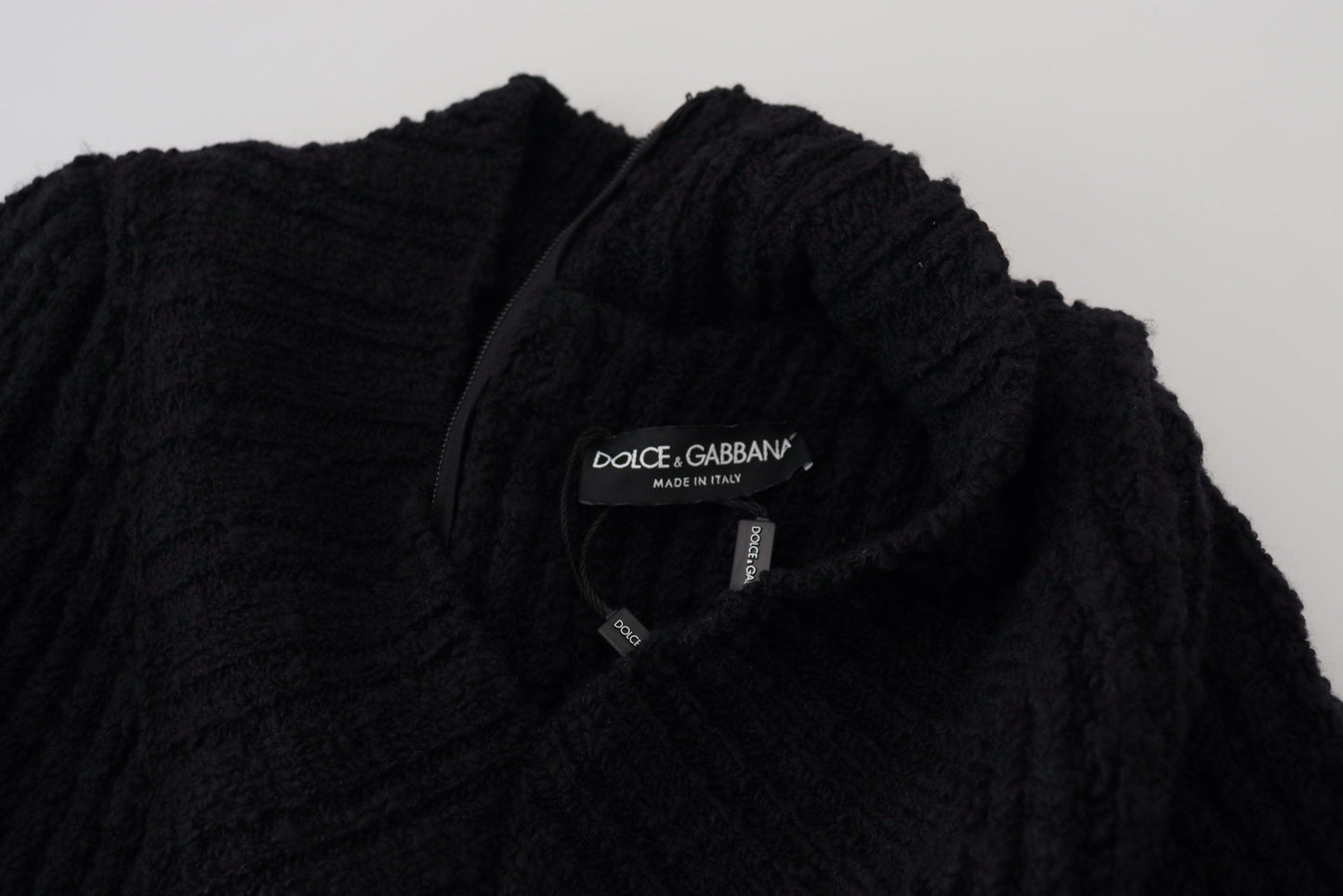 Dolce & Gabbana – Schwarzes Etui-Pulloverkleid aus Wollstrick