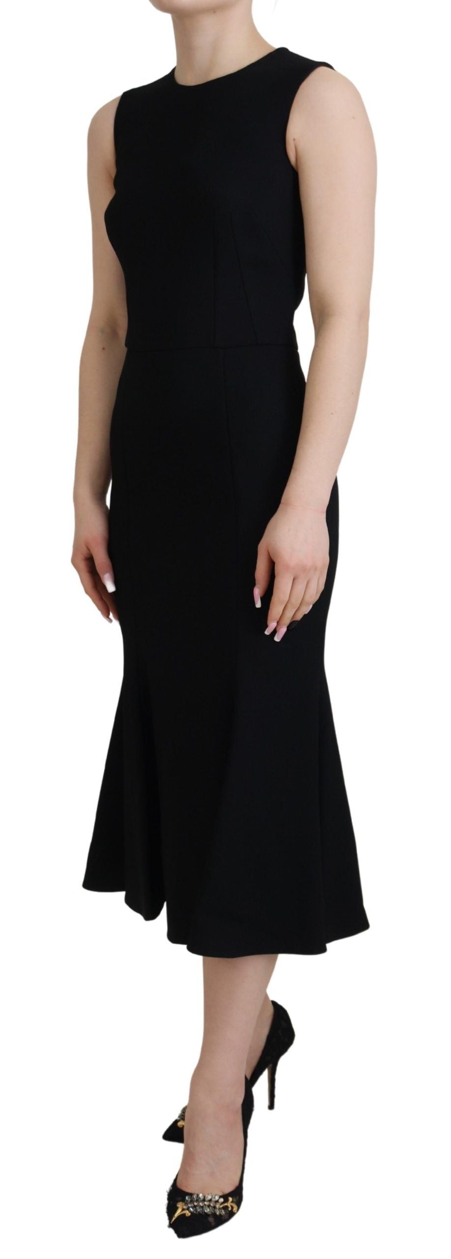 Dolce & Gabbana Schwarzes Etuikleid aus ausgestelltem Viskosekleid