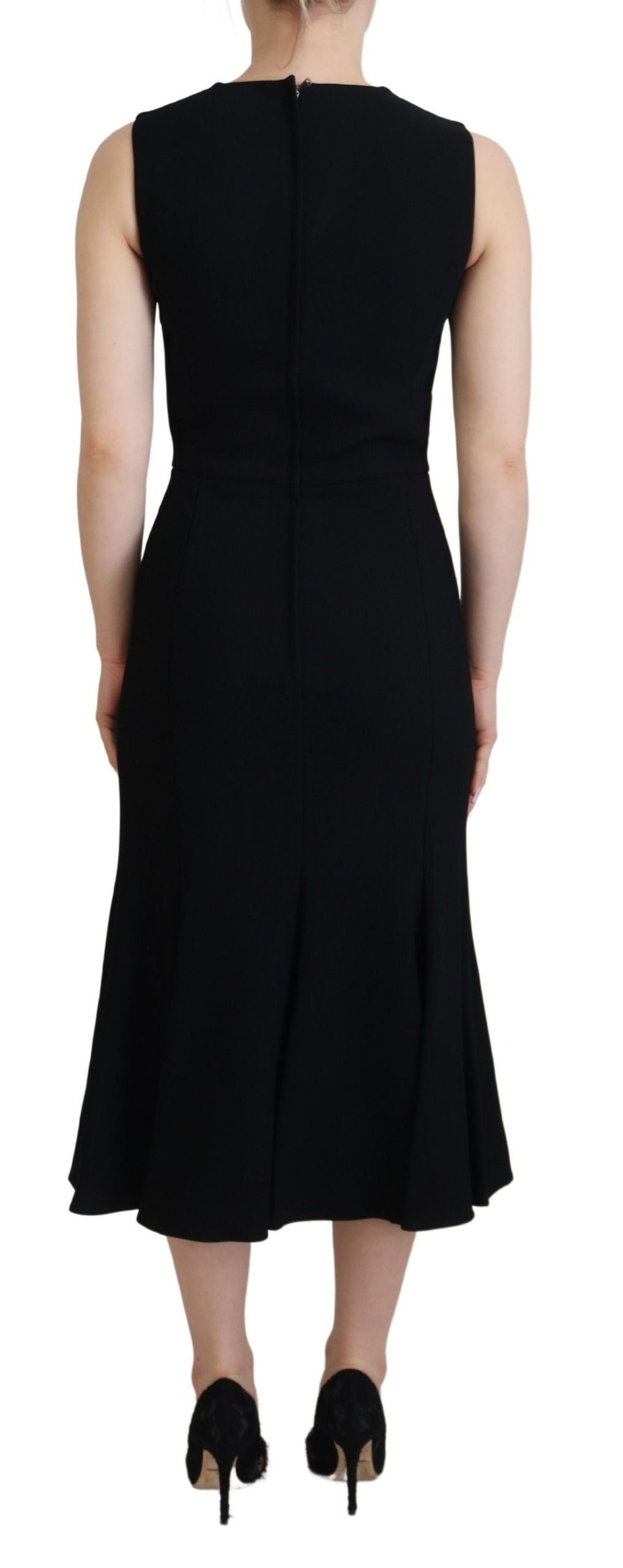 Dolce & Gabbana Schwarzes Etuikleid aus ausgestelltem Viskosekleid