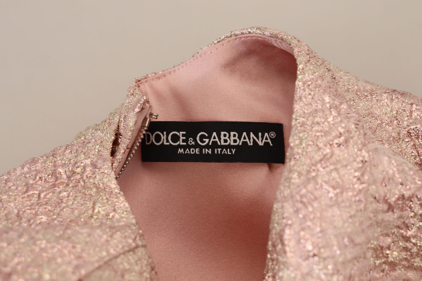 Dolce & Gabbana – Rosa Jacquard-Midikleid mit 3/4-Ärmeln