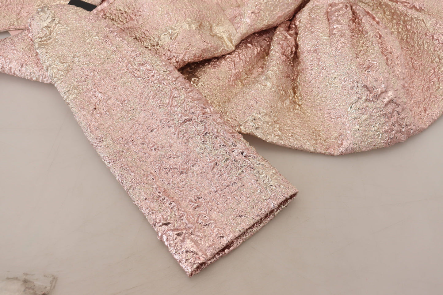 Dolce & Gabbana – Rosa Jacquard-Midikleid mit 3/4-Ärmeln