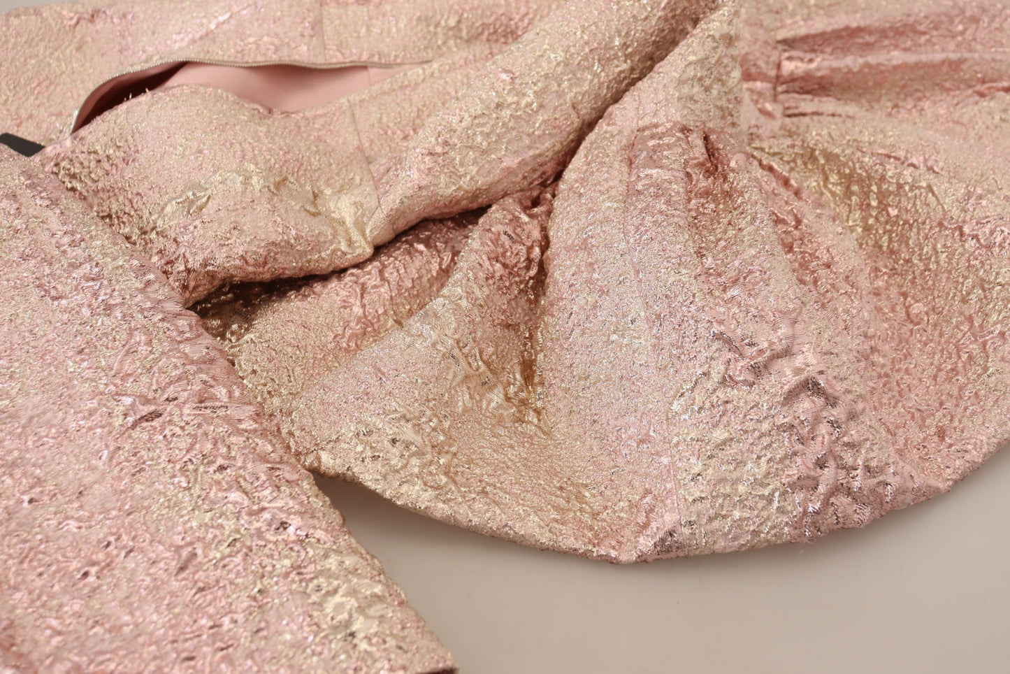 Dolce & Gabbana – Rosa Jacquard-Midikleid mit 3/4-Ärmeln
