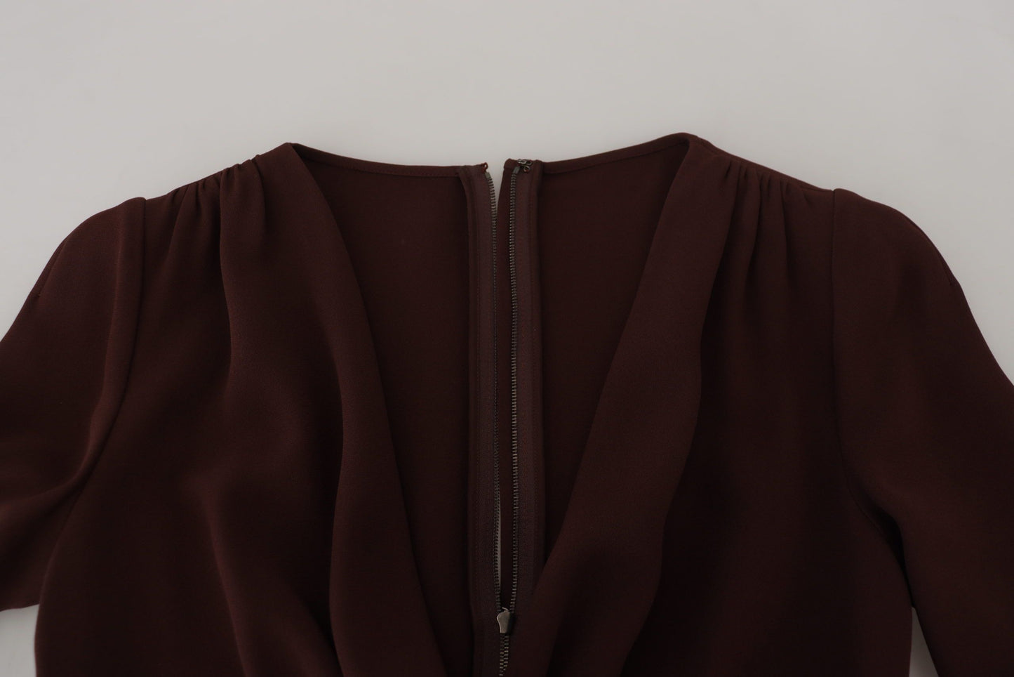 Dolce & Gabbana – Braunes Wickelkleid mit langen Ärmeln und Stretch