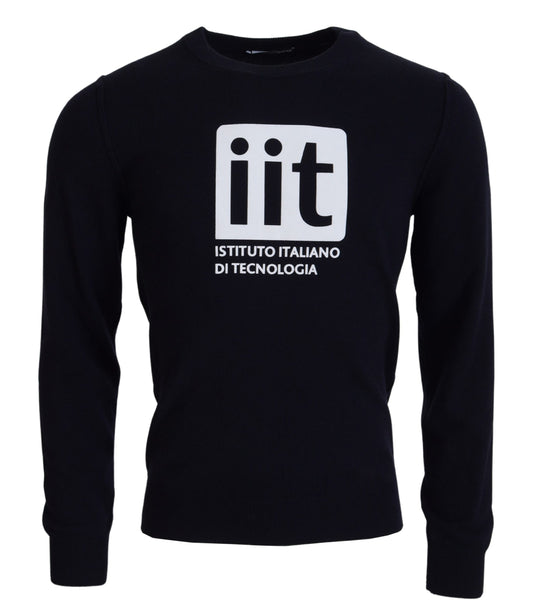 Dolce & Gabbana Blauer Kaschmirpullover mit iit-Print