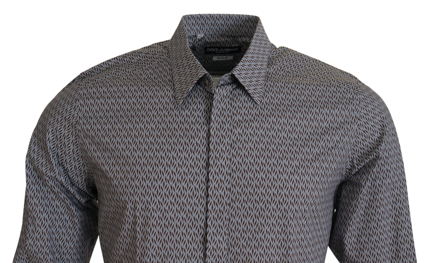 Dolce & Gabbana Grau Braun GOLD Slim Fit Formelles Hemd