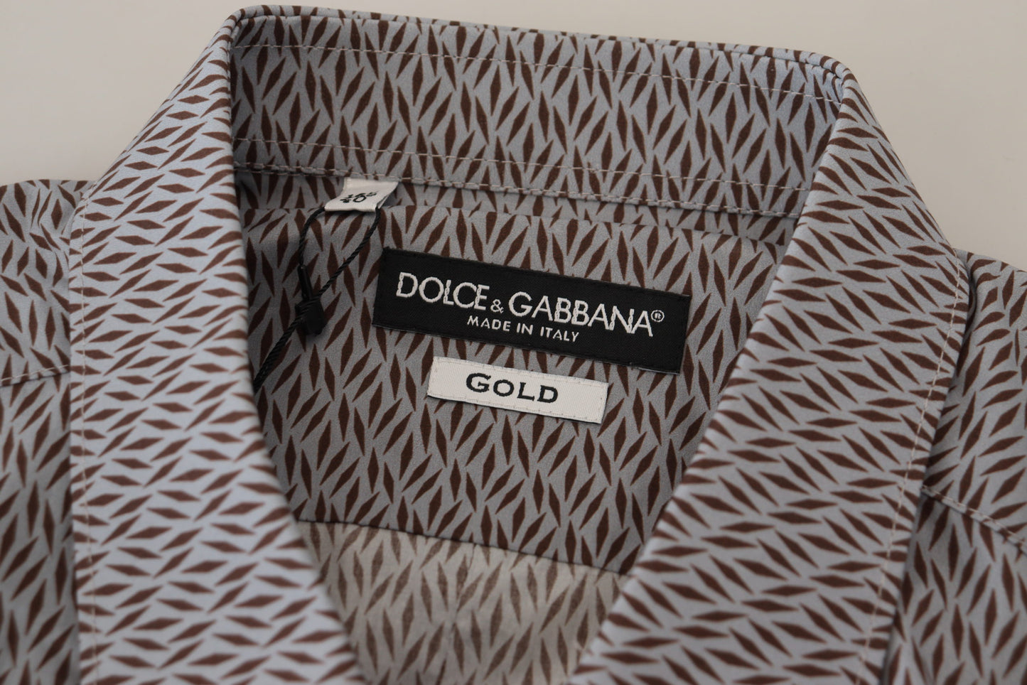 Dolce & Gabbana Grau Braun GOLD Slim Fit Formelles Hemd