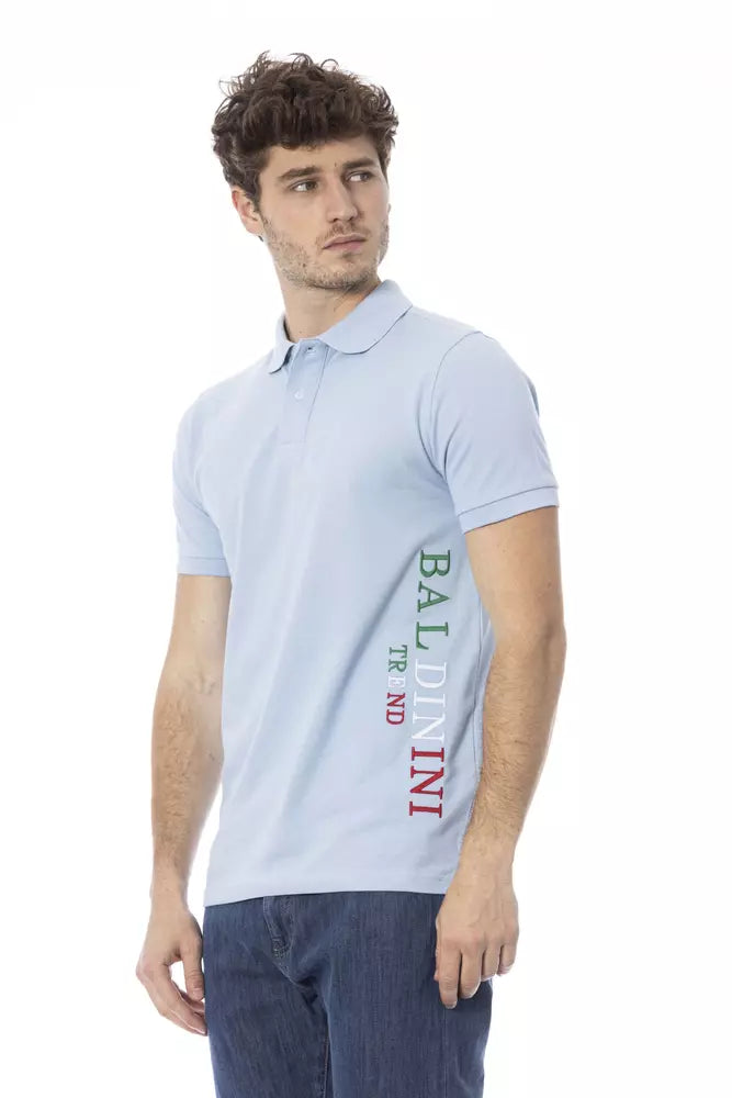 Baldinini Trend Hellblaues Herren-Poloshirt aus Baumwolle