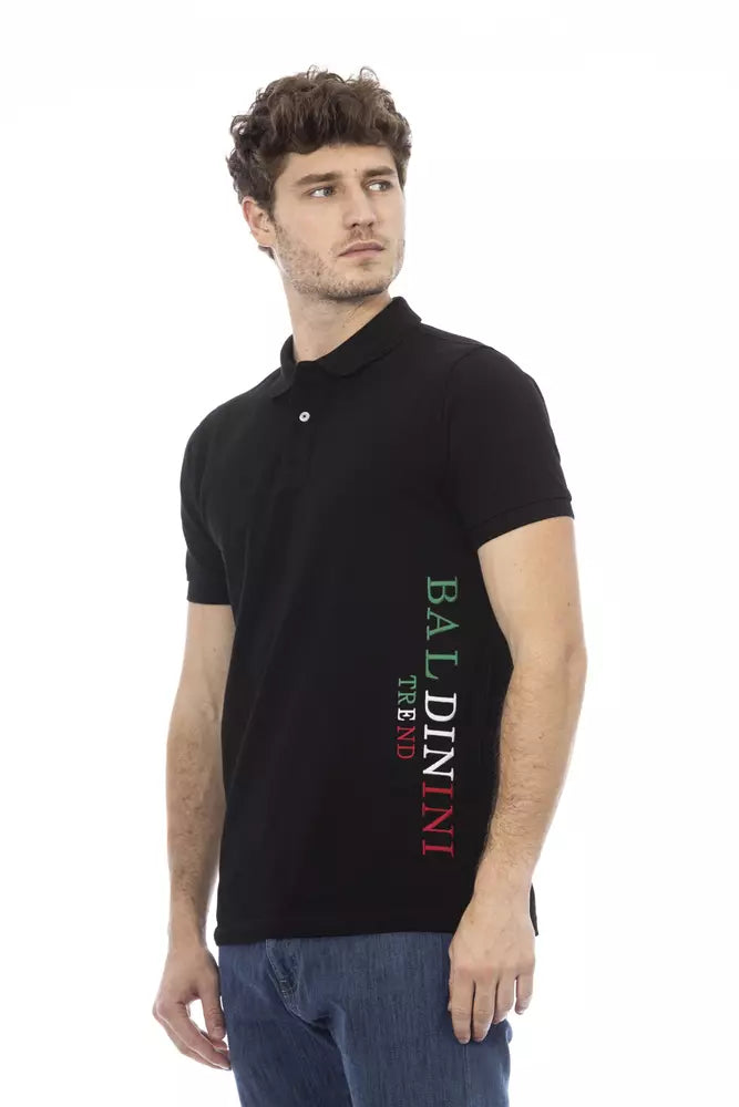 Baldinini Trend Schwarzes Herrenpolo aus Baumwolle