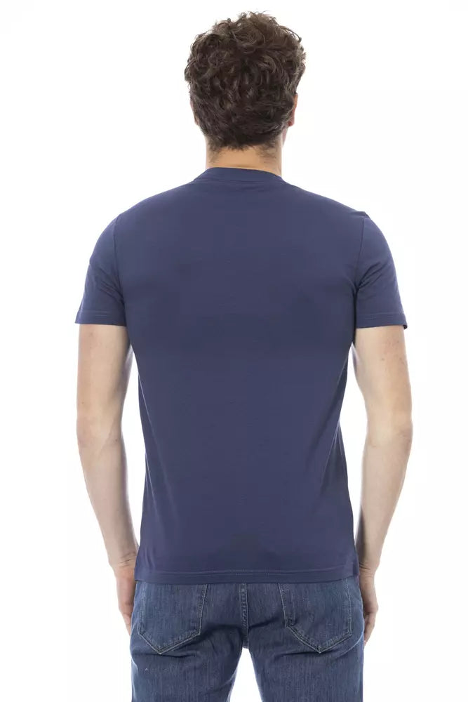 Baldinini Trend Blaues Herren-T-Shirt aus Baumwolle