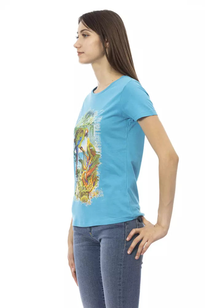 Trussardi Action Hellblaues Baumwoll-T-Shirt für Damen