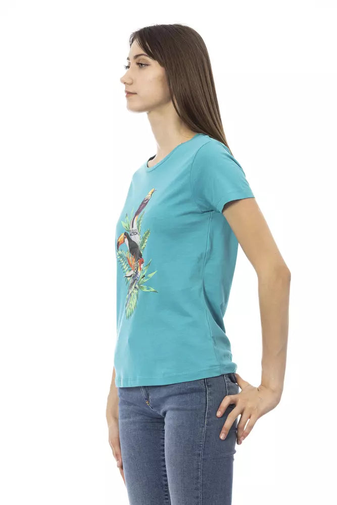 Trussardi Action Hellblaues Baumwoll-T-Shirt für Damen