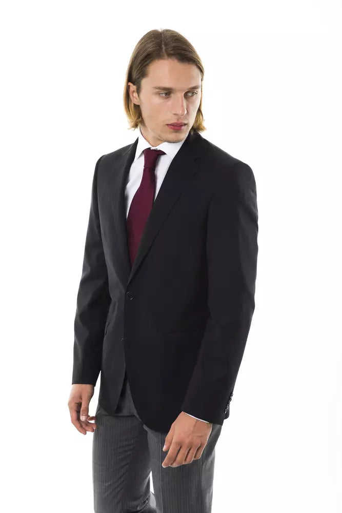 Uomotaliani Schwarzer Wollblazer für Herren
