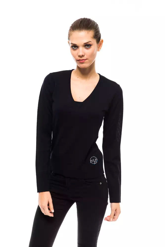 Montana Blue Blauer Wollpullover für Damen