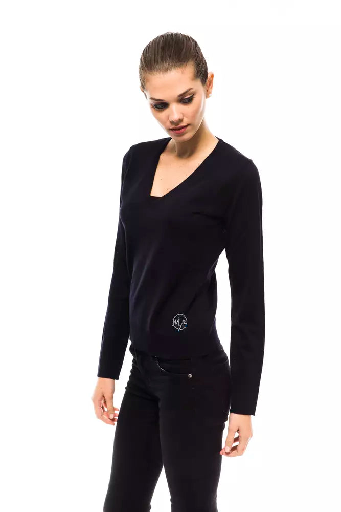 Montana Blue Blauer Wollpullover für Damen
