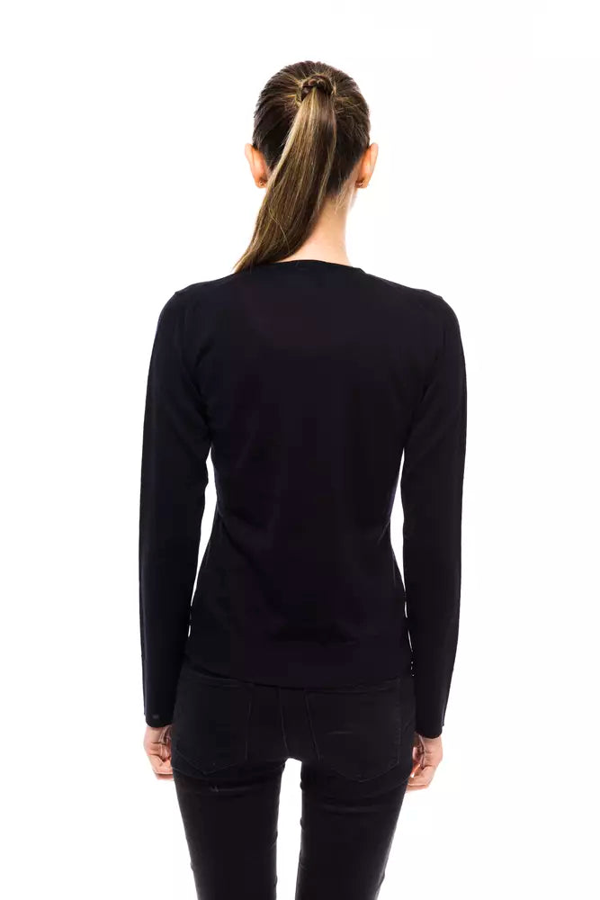 Montana Blue Blauer Wollpullover für Damen