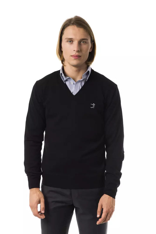 Herrenpullover aus schwarzer Merinowolle von Uominitaliani