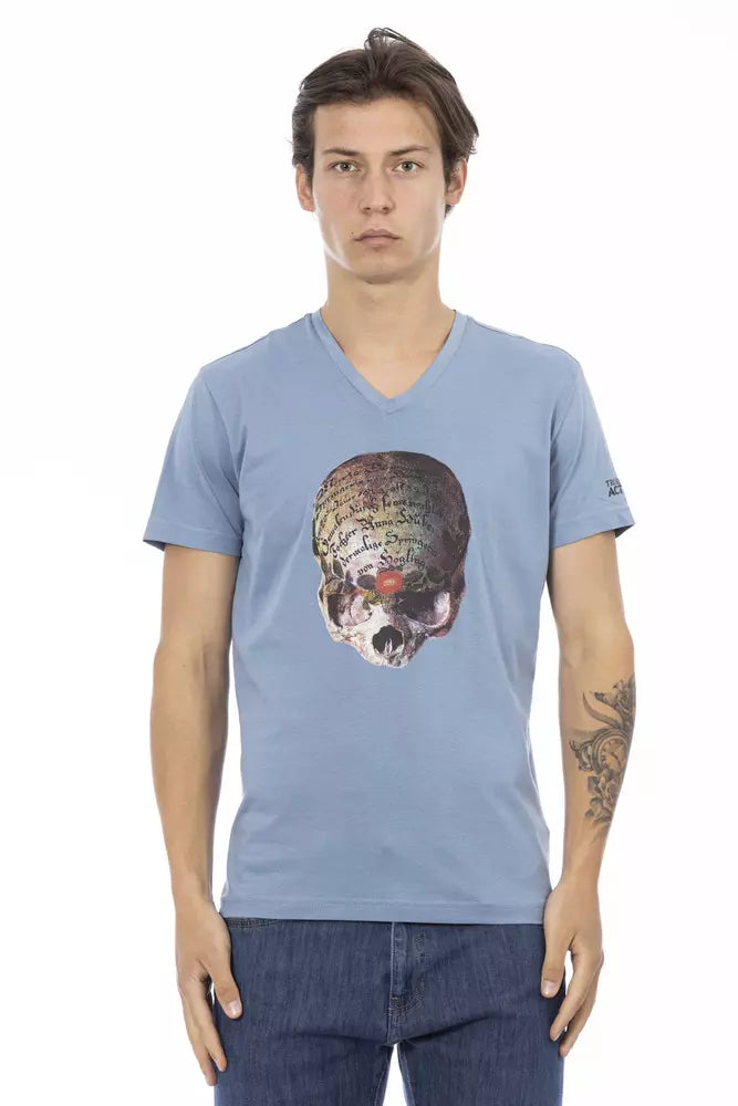 Trussardi Action Hellblaues Herren-T-Shirt aus Baumwolle