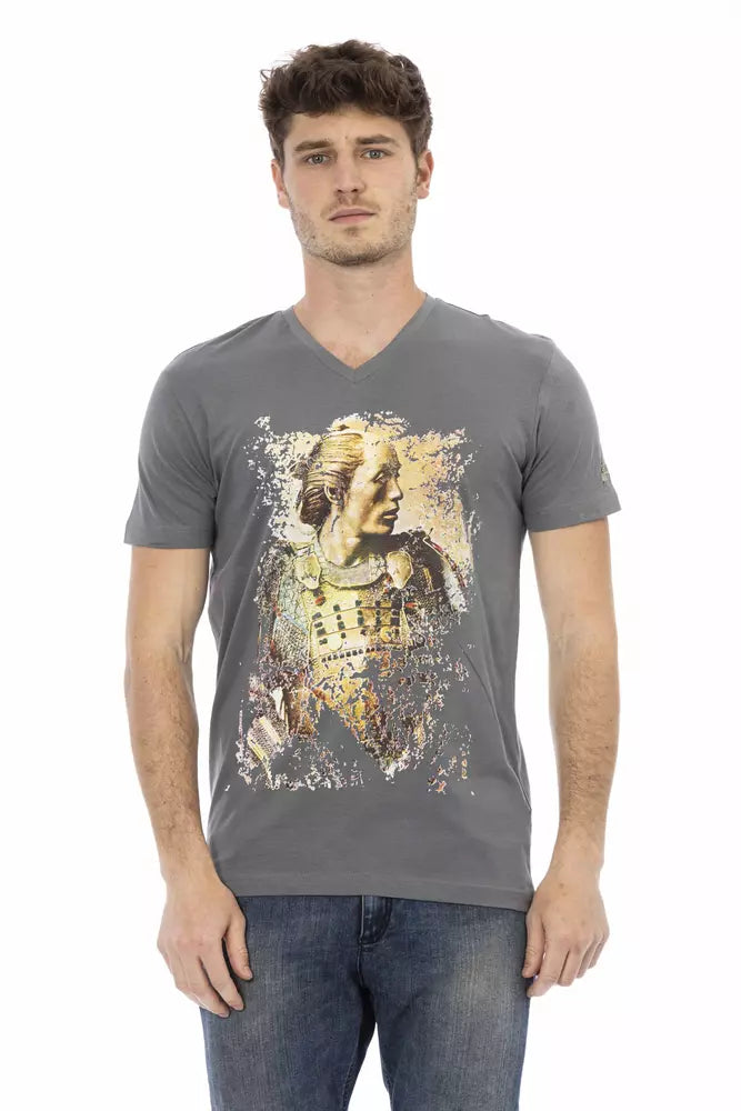 Trussardi Action Graues Baumwoll-T-Shirt für Herren