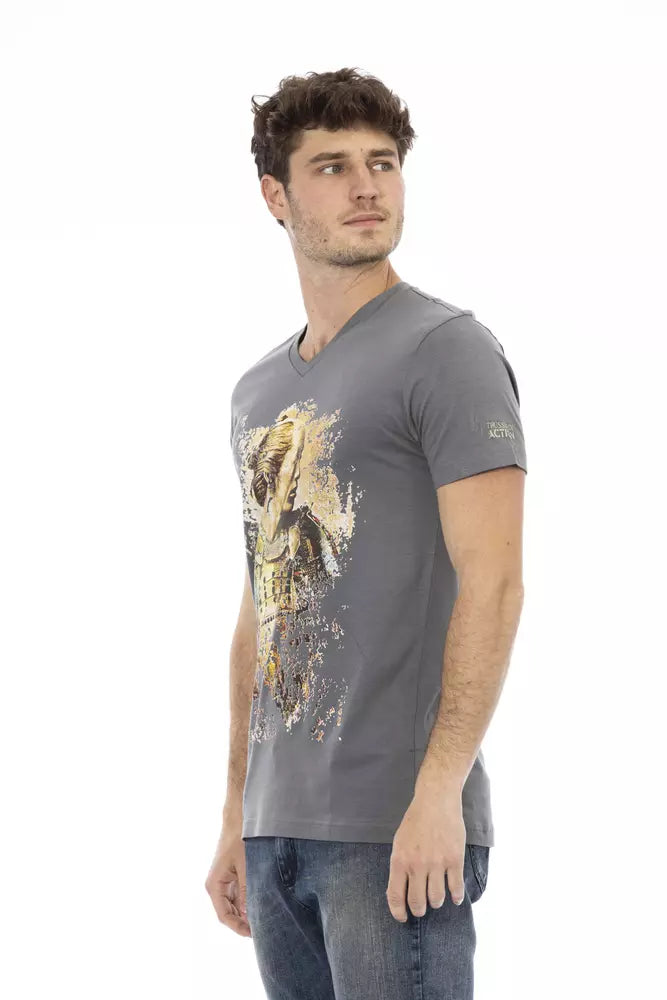 Trussardi Action Graues Baumwoll-T-Shirt für Herren
