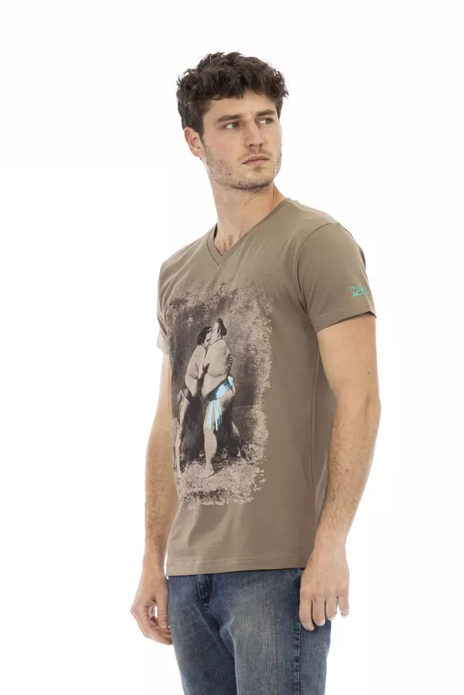 Trussardi Action Braunes Herren-T-Shirt aus Baumwolle