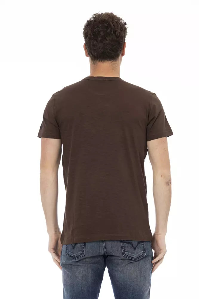 Trussardi Action Braunes Herren-T-Shirt aus Baumwolle