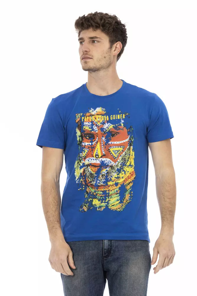 Trussardi Action Blaues Herren-T-Shirt aus Baumwolle