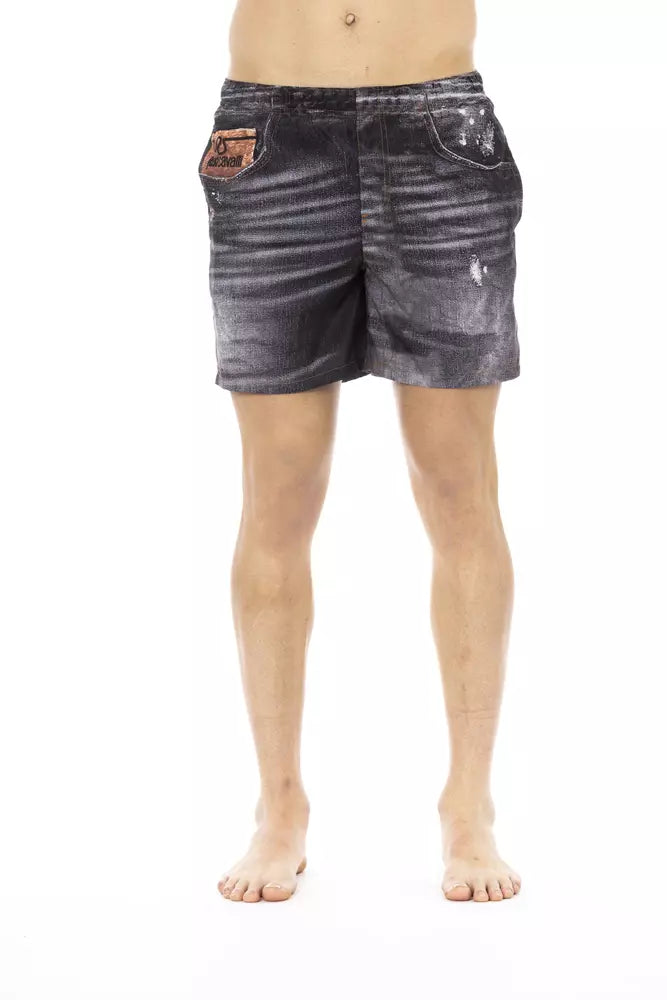 Just Cavalli Schwarze Polyester-Badeshorts für Herren