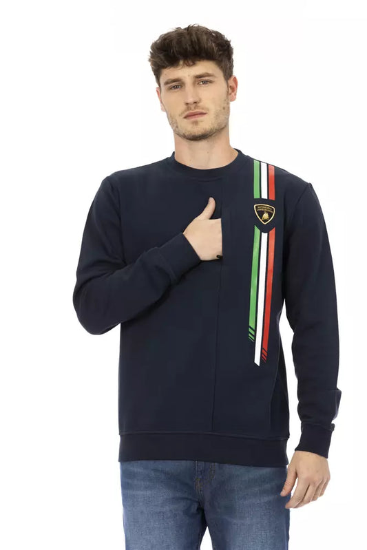 Automobili Lamborghini Blauer Baumwollpullover für Herren mit Brusttasche