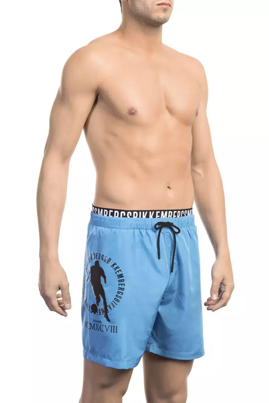 Bikkembergs Hellblaue Polyester-Badeshorts für Herren
