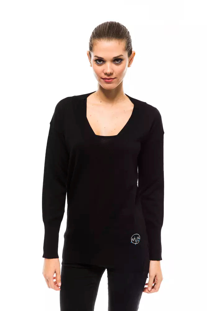 Montana Blau Schwarz Wolle Damen Pullover