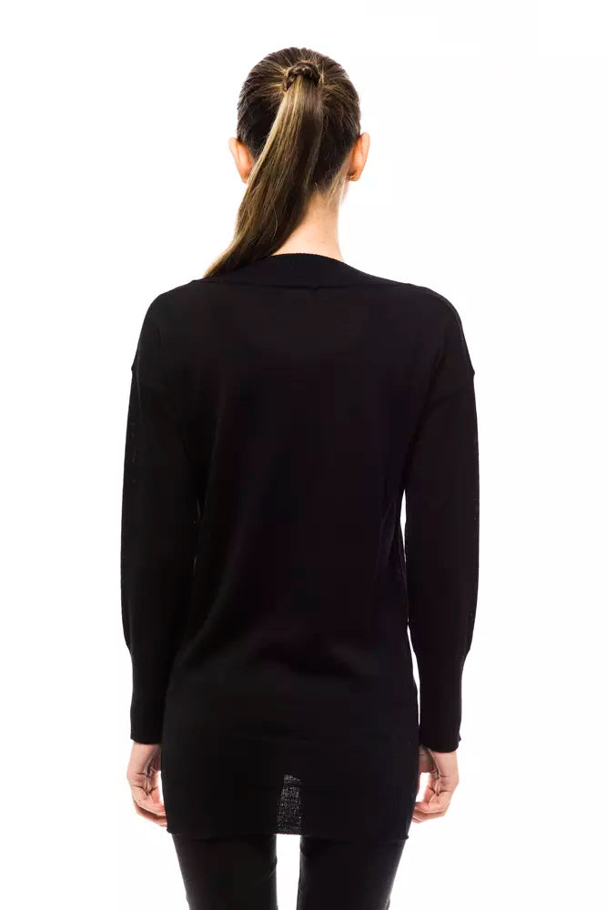 Montana Blau Schwarz Wolle Damen Pullover