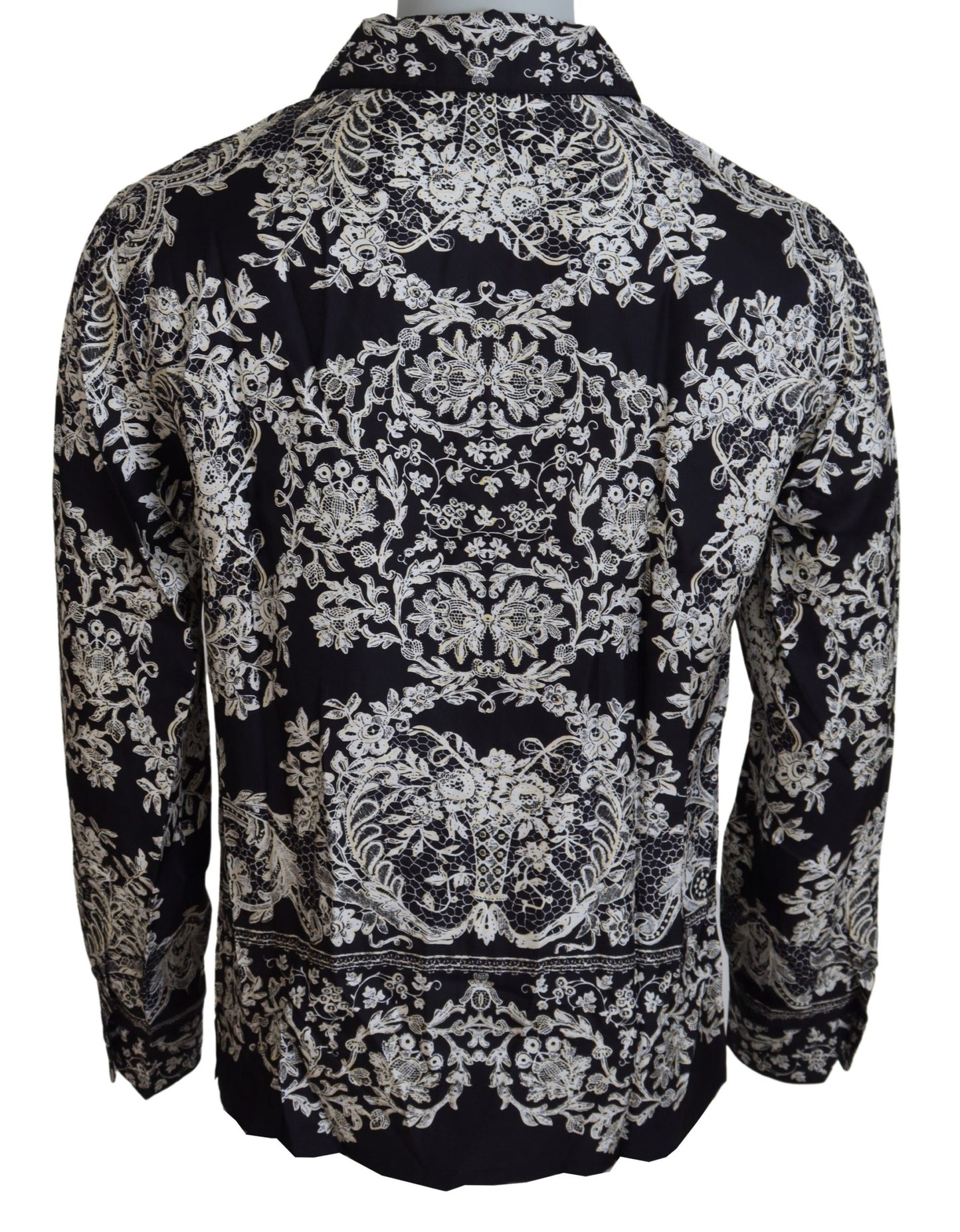 Dolce & Gabbana Blaues Seiden-Freizeithemd mit Blumenmuster und Barock-Muster