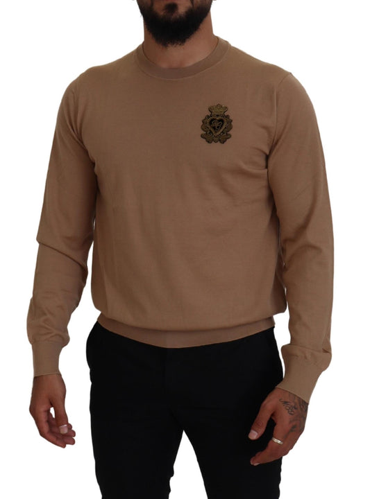 Dolce & Gabbana – Pullover aus Kaschmir mit Kronenlogo in Beige