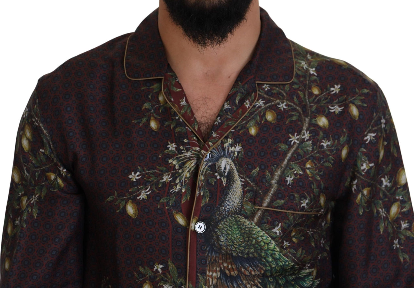 Dolce & Gabbana Bordeaux Straußenseidensatin Lässiges Herrenhemd