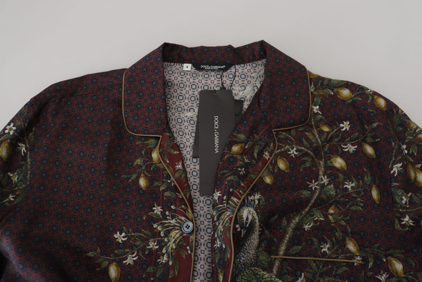 Dolce & Gabbana Bordeaux Straußenseidensatin Lässiges Herrenhemd