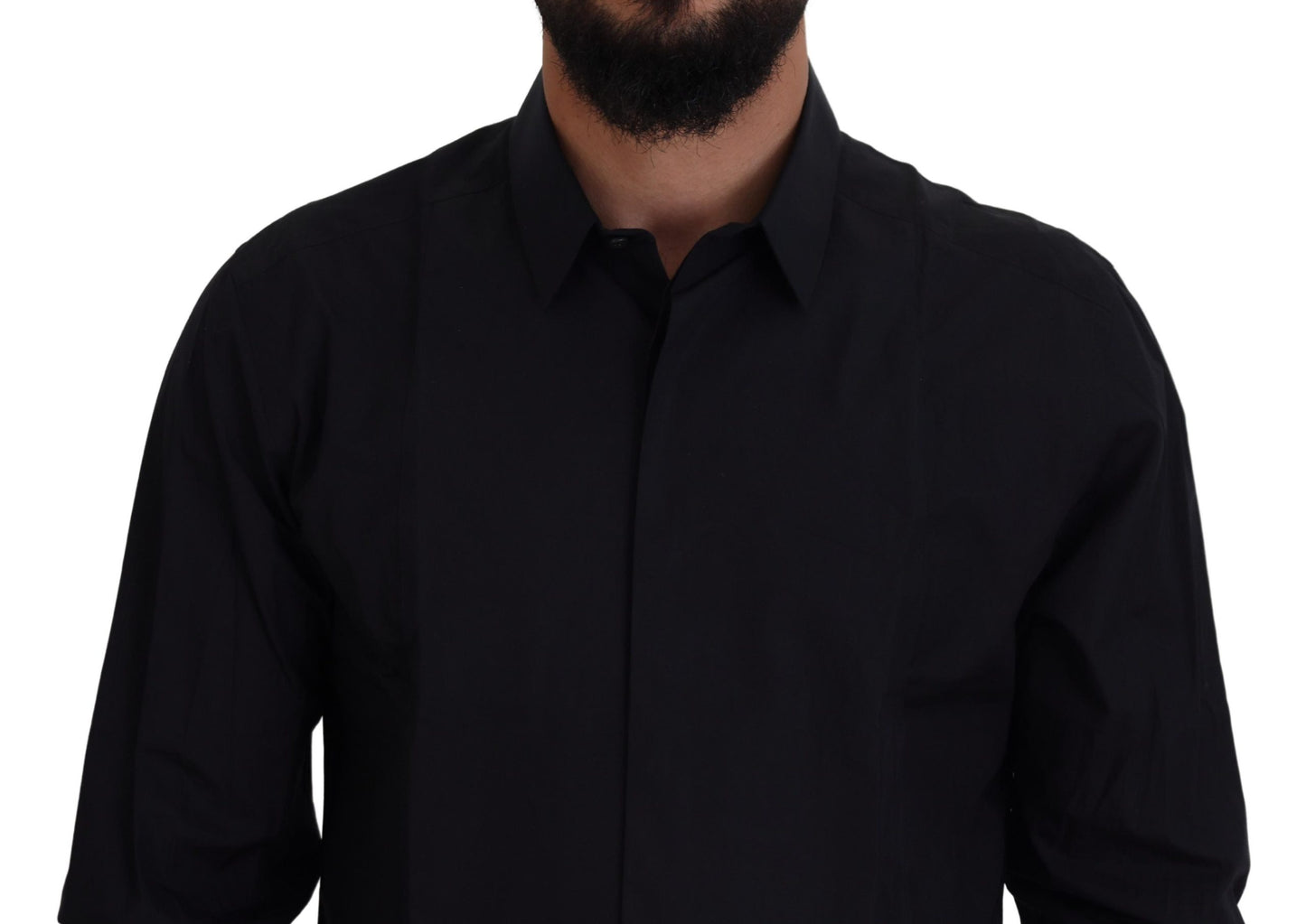Dolce & Gabbana Herrenhemd in Slim Fit aus Baumwolle in Schwarz und Gold