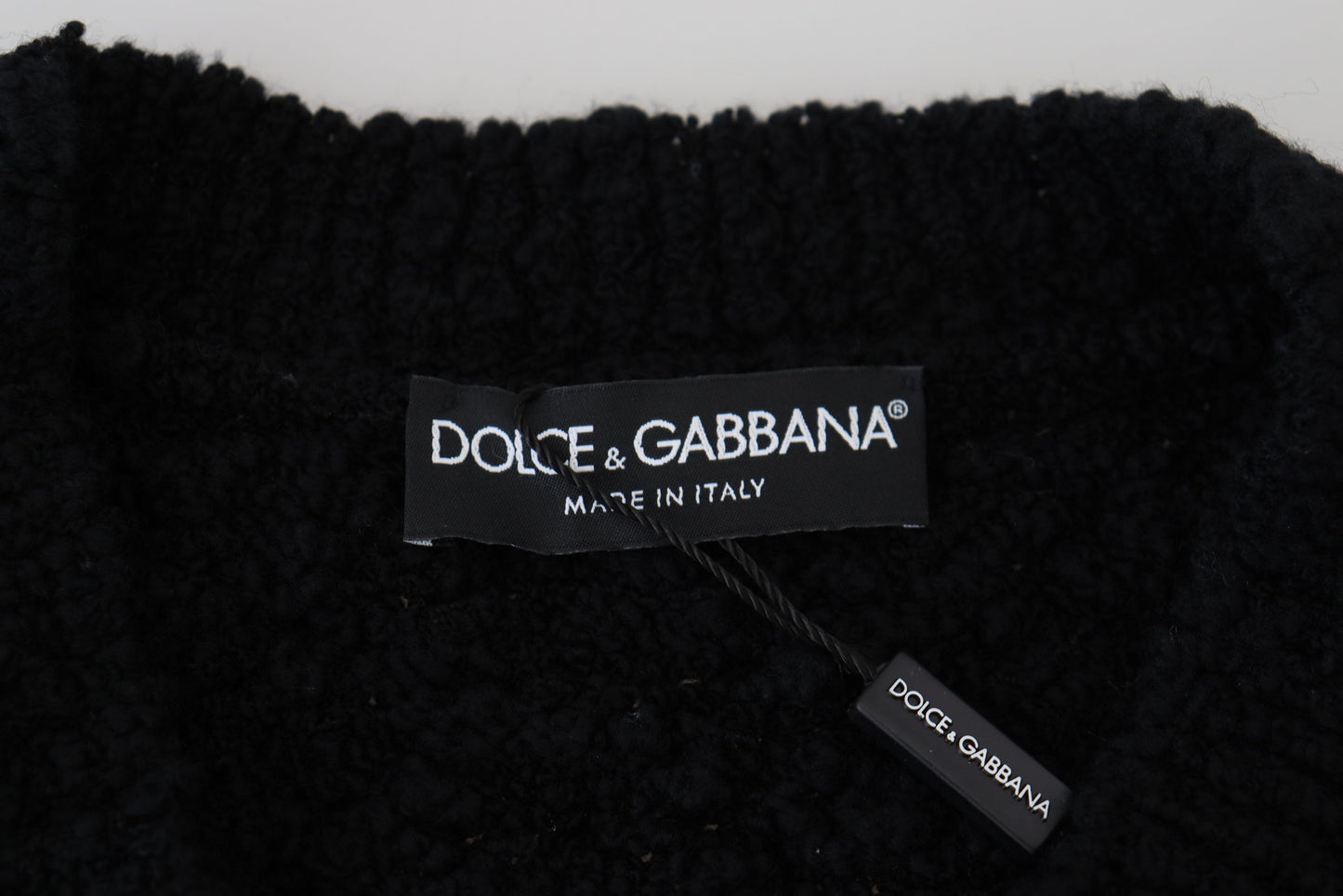Dolce & Gabbana Schwarzer Strickpullover aus Wolle mit V-Ausschnitt