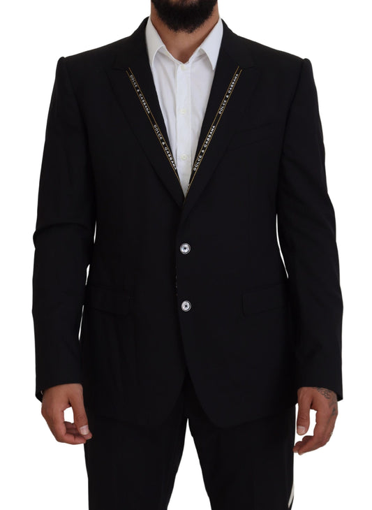 Dolce & Gabbana – Schwarzer Slim Fit-Blazer aus Wollstretch
