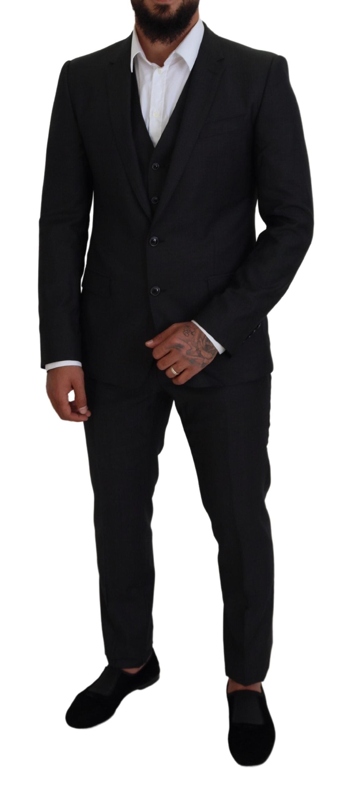 Dolce & Gabbana Grauer MARTINI 3-teiliger Slim Fit Anzug