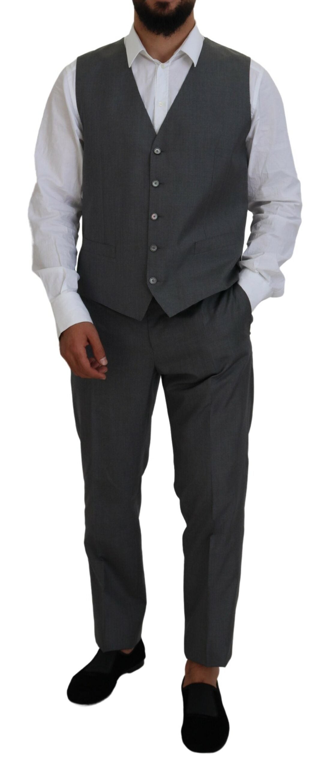 Dolce & Gabbana Grauer MARTINI 3-teiliger Slim Fit Anzug