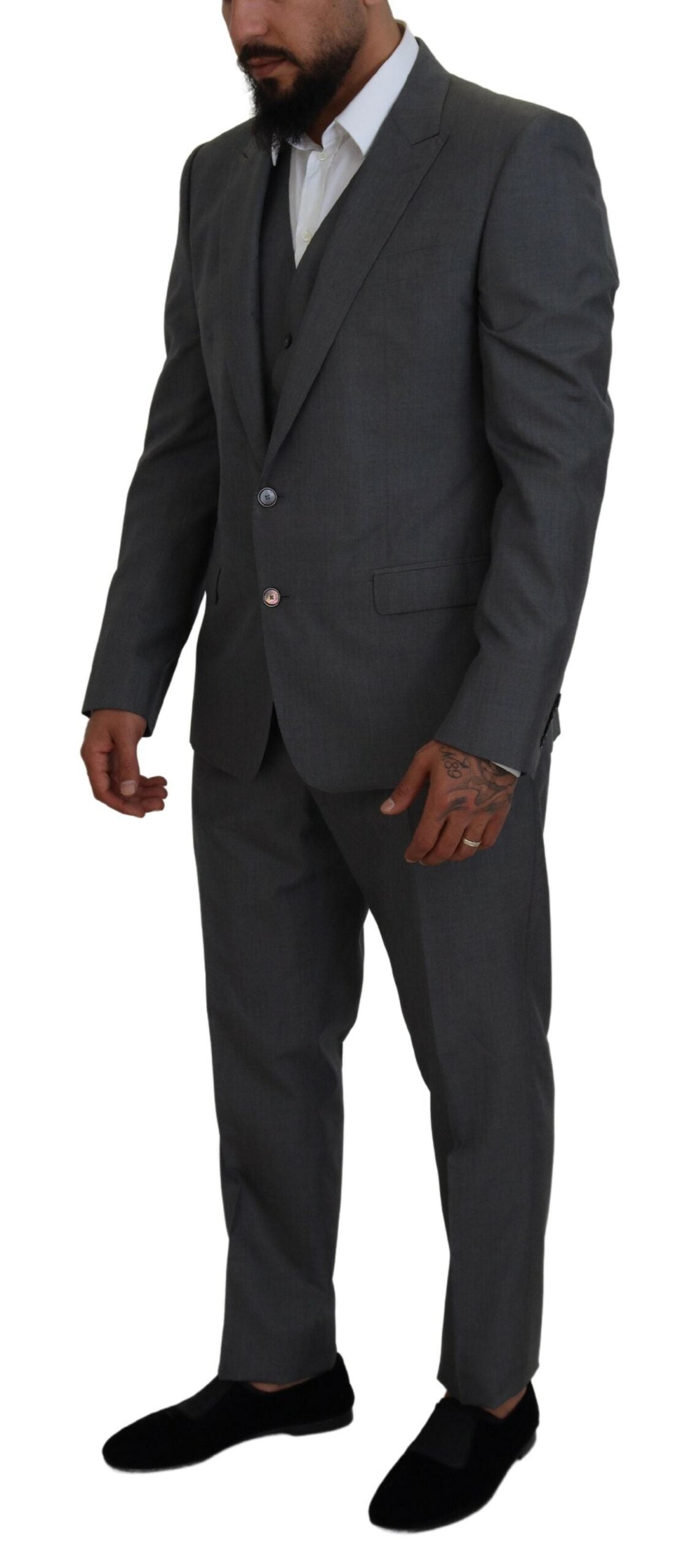 Dolce & Gabbana Grauer MARTINI 3-teiliger Slim Fit Anzug