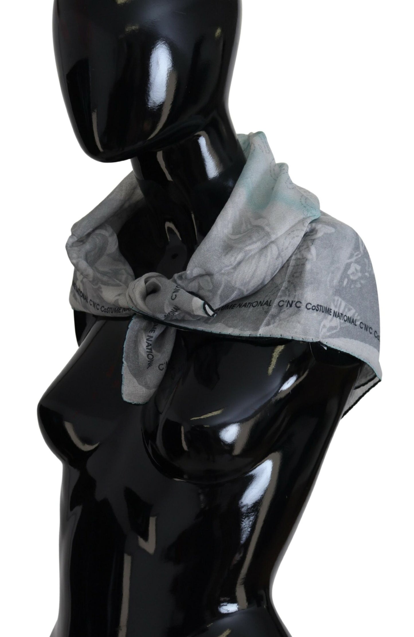 Costume National Schal mit grauem Aufdruck, Foulard, Markenschal