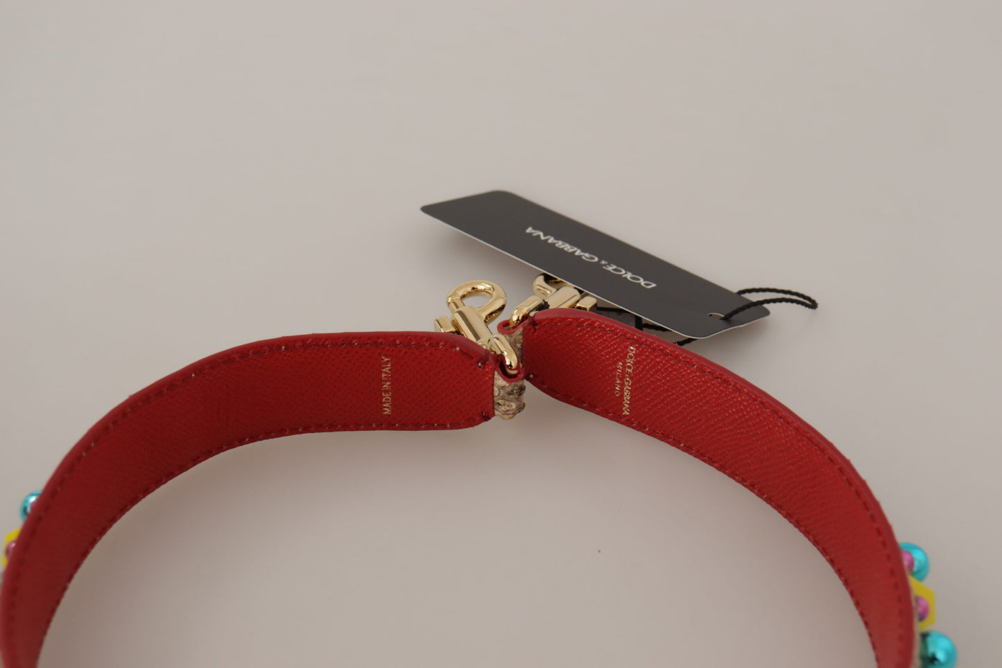 Dolce & Gabbana Schultergurt aus beigefarbenem Pythonleder mit Kristallen