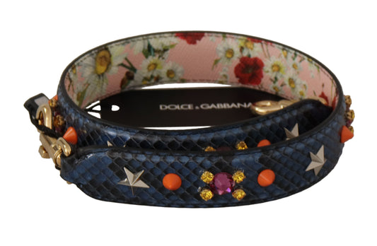 Dolce & Gabbana – Wende-Schultergurt aus exotischem Leder mit Kristallen in Blau