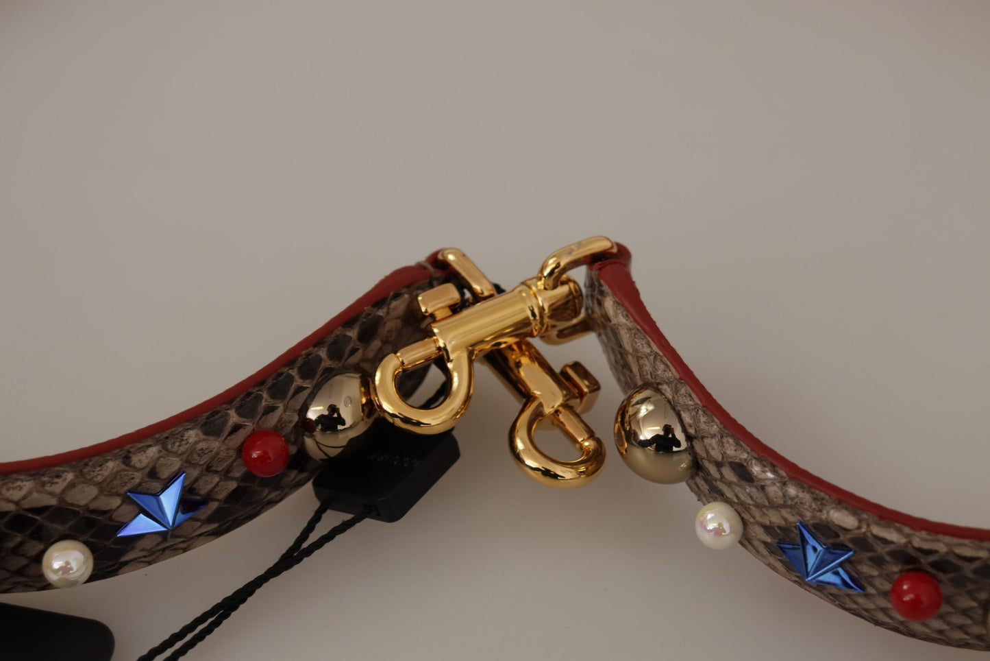 Dolce & Gabbana – Schultergurt aus braunem Pythonleder mit Nieten