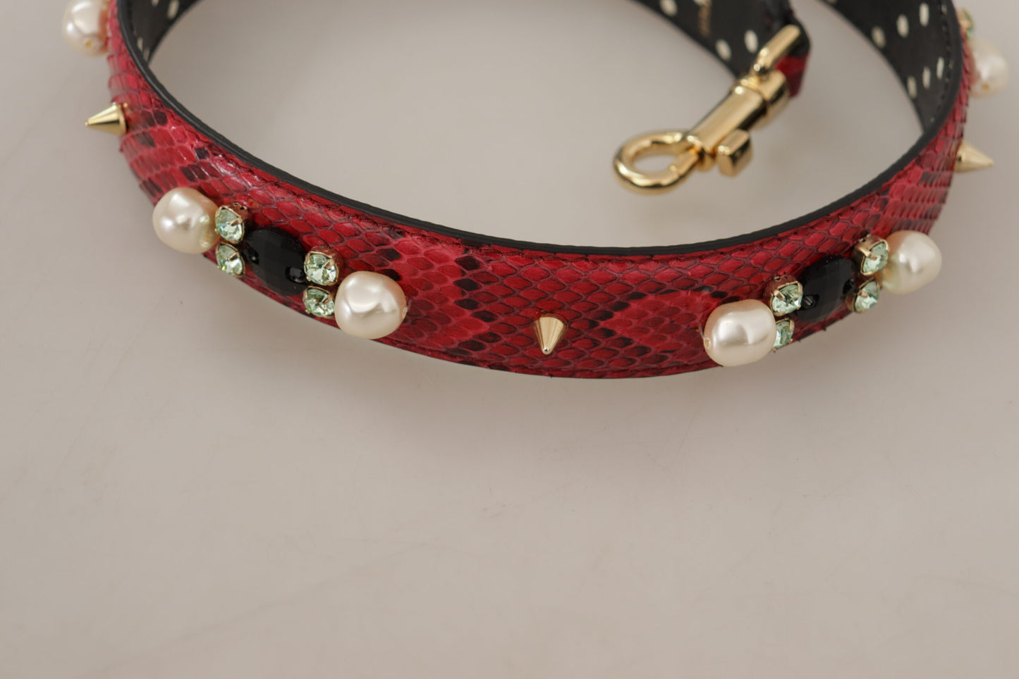 Dolce & Gabbana – Wendbarer Schultergurt aus rotem Pythonleder mit Kristallen