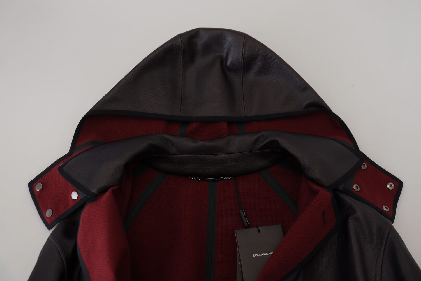 Dolce & Gabbana – Schwarze Trenchcoat-Parka-Baumwolljacke mit Kapuze