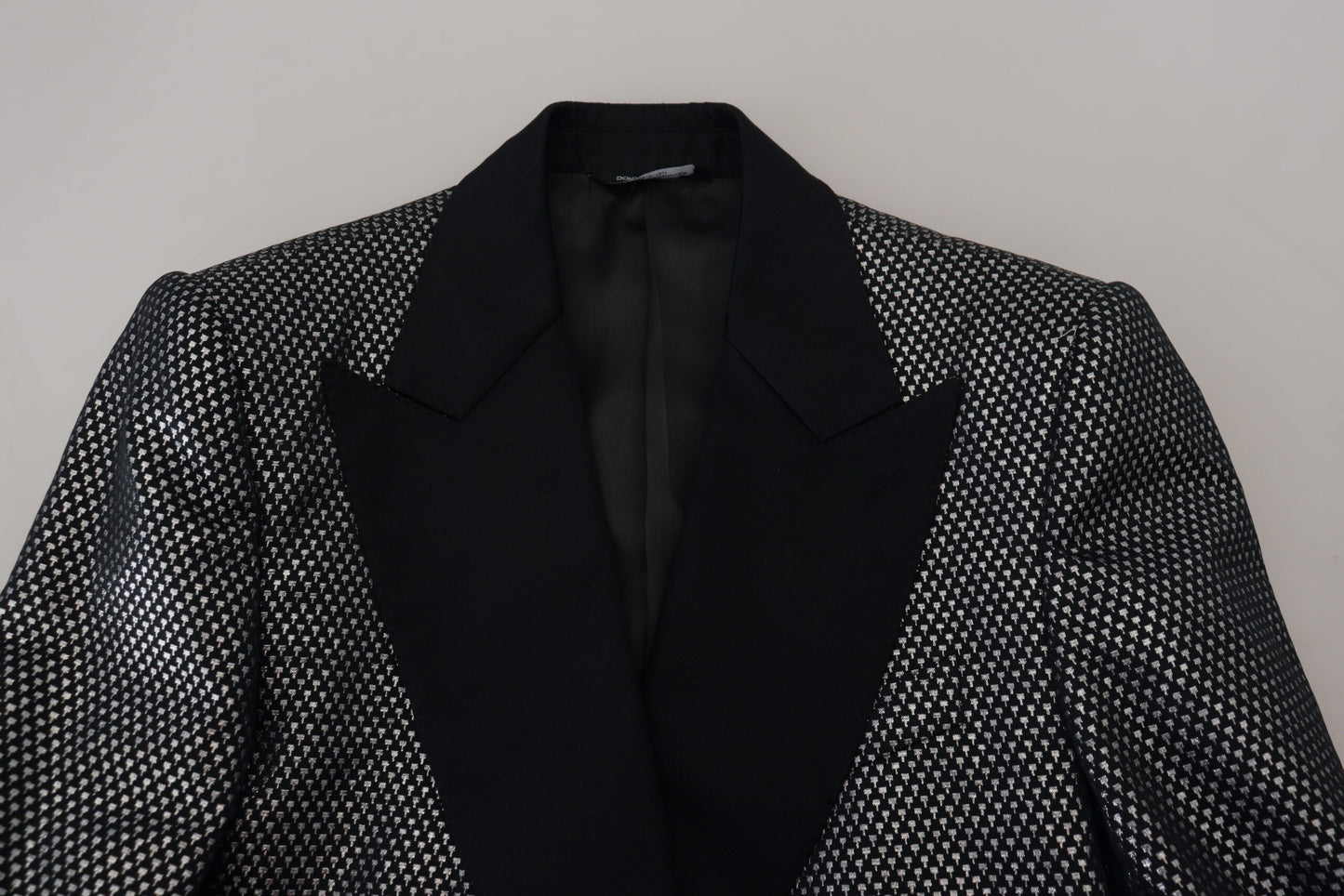 Dolce & Gabbana – Slim Fit-Jackenblazer aus Jacquard in Schwarz und Silber