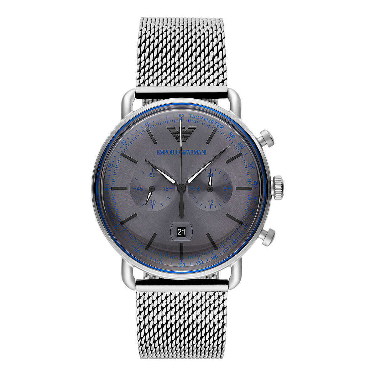 Emporio Armani – Elegante Chronographenuhr aus silbernem Stahl