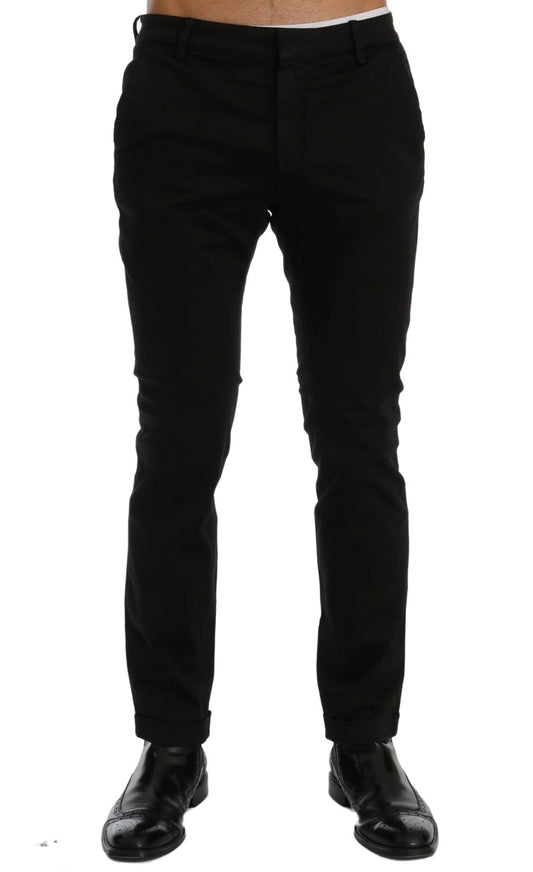 Costume National Black Slim Fit Cotton Stretch Pants